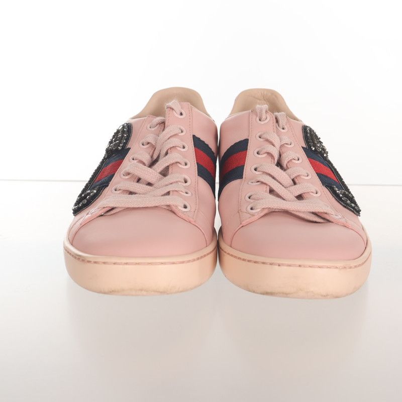 Gucci Gucci Pink Ace Diamante Embellished Sneakers 0079 Size US 5.5 / EU 38 - 2 Thumbnail