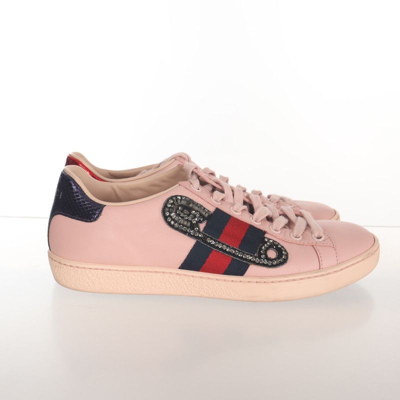 Gucci Gucci Pink Ace Diamante Embellished Sneakers 0079 Size US 5.5 / EU 38 - 3 Thumbnail