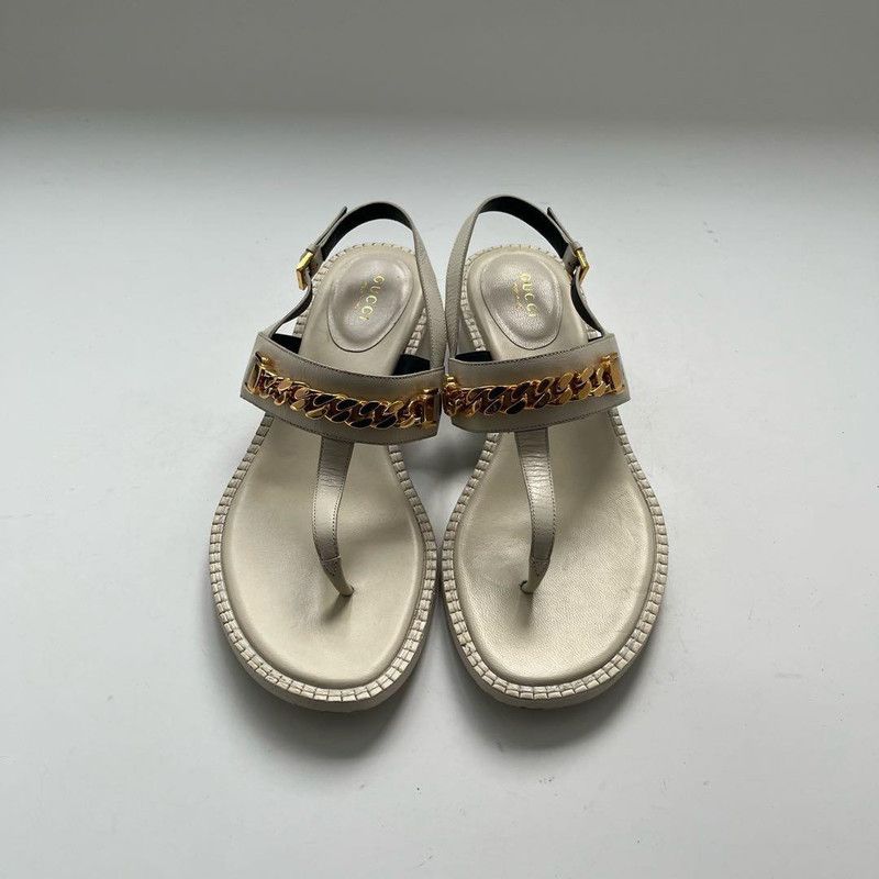 Gucci Gucci White Chain Strap Thong Sandals 0079 Size US 7.5 / EU 40-41 - 3 Thumbnail