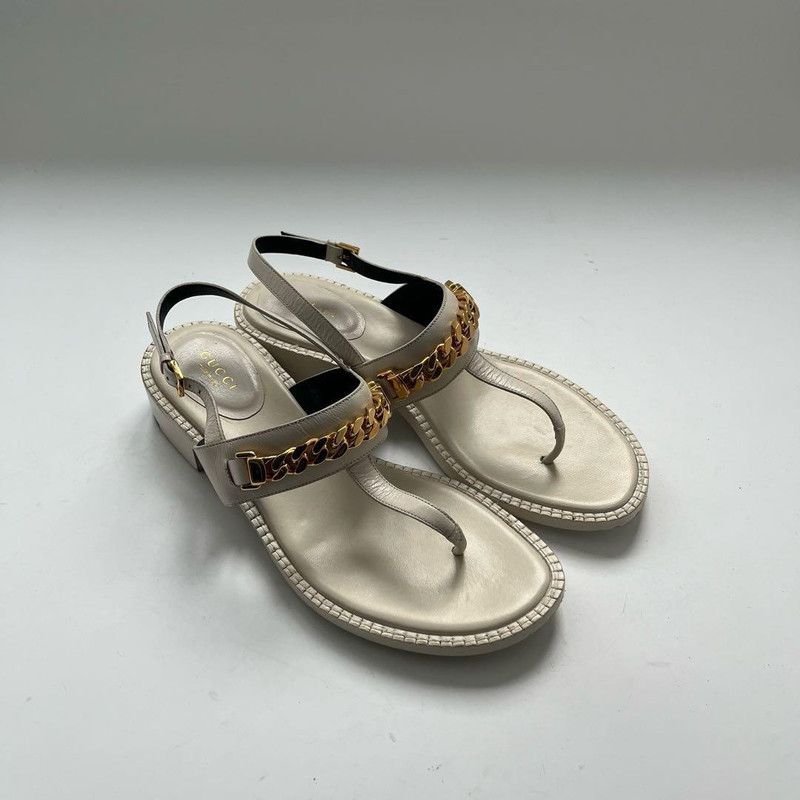 Gucci Gucci White Chain Strap Thong Sandals 0079 Size US 7.5 / EU 40-41 - 2 Thumbnail