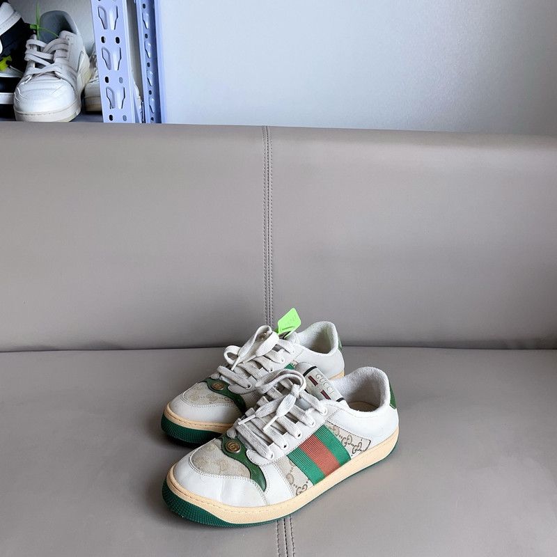 Gucci Gucci Screener Green Leather Low-top Sneakers 0079 Size US 8 / EU 41 - 2 Thumbnail