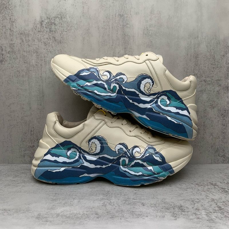 Gucci Gucci Rhyton Wave Print Low-Top Dad Sneakers 0079 Size US 8 / EU 41 - 6 Thumbnail