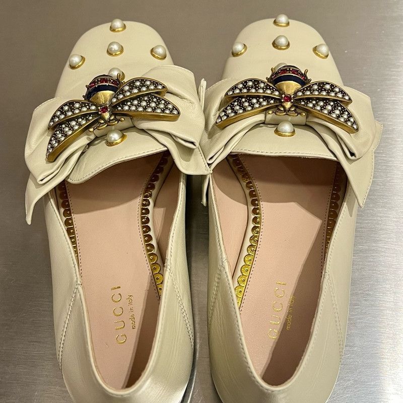 Gucci Gucci Ladies Ballet Flats with Pearl Accents 0079 Size US 5.5 / EU 38 - 3 Thumbnail