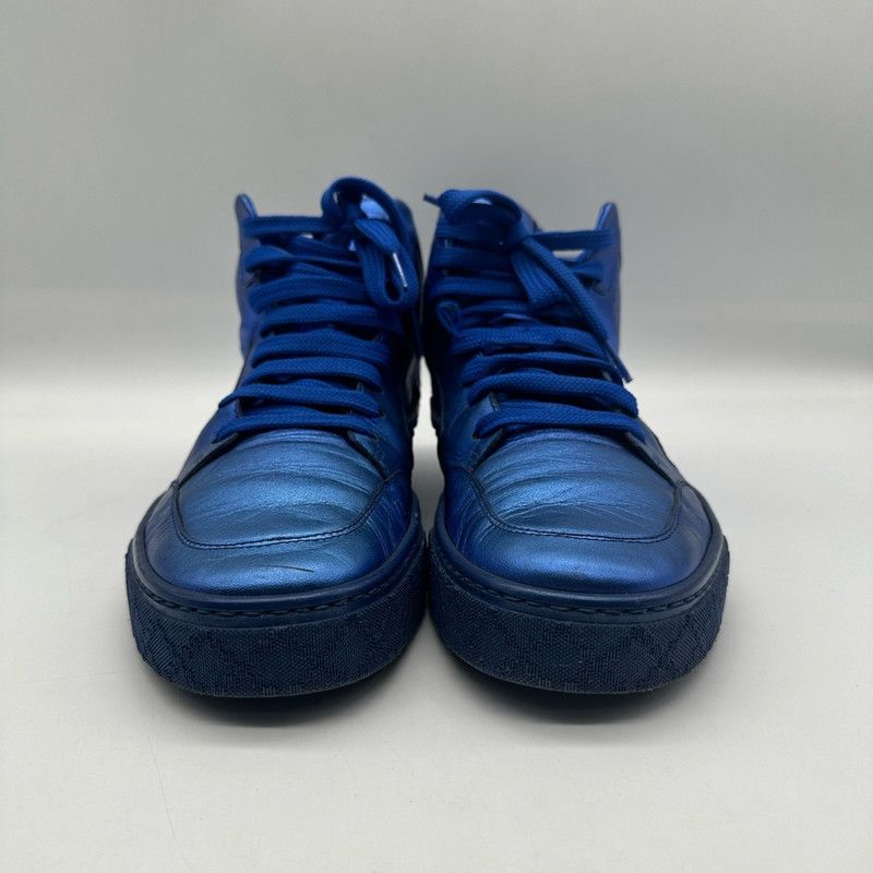 Gucci Gucci Blue Leather High-Top Sneakers for Men 0079 Size US 8 / EU 41 - 2 Thumbnail