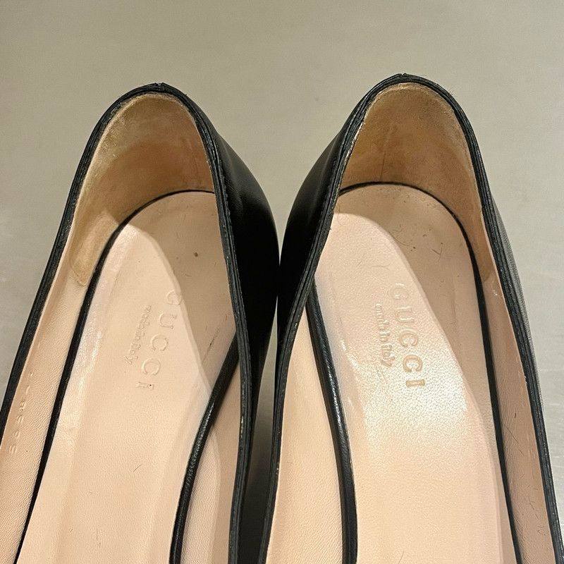 Gucci Gucci Black Leather High Heels with Pearl Accents 0079 Size US 5 / EU 37 - 5 Thumbnail