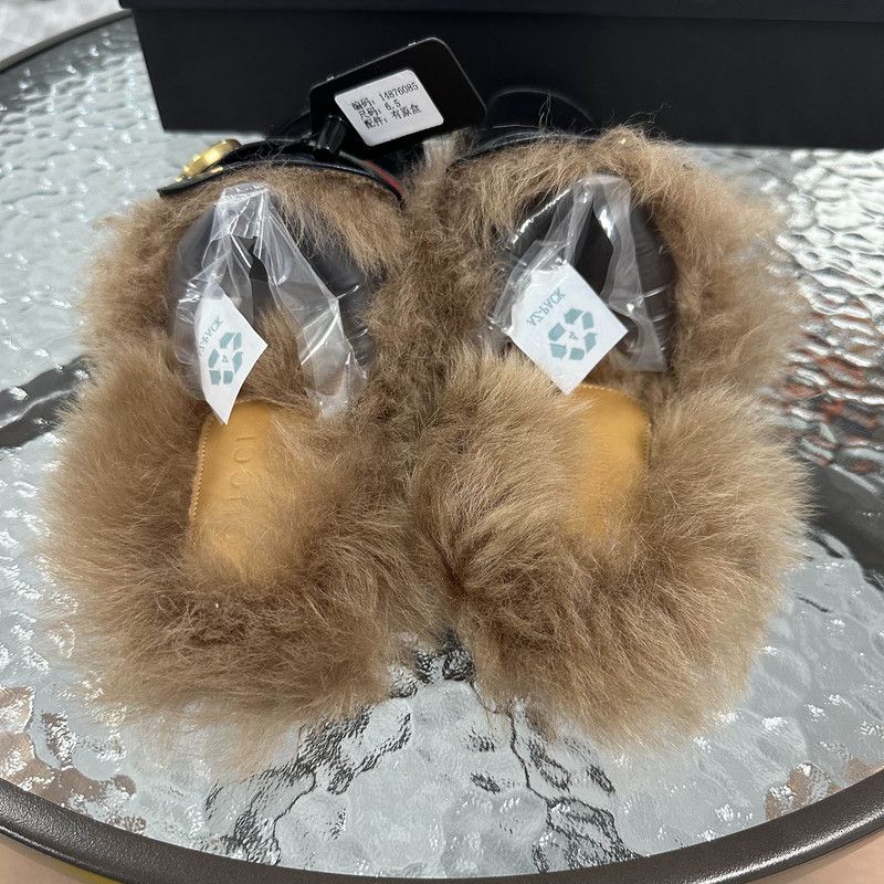 Gucci Black Fur-Lined Mules for Men 0079