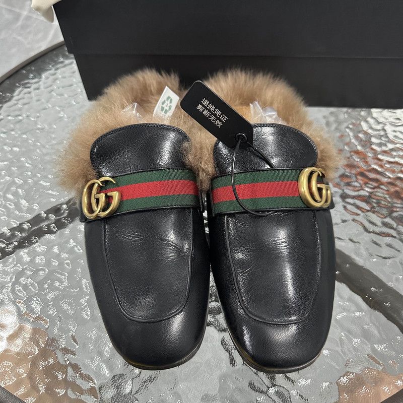 Gucci Gucci Black Fur-Lined Mules for Men 0079 | Grailed