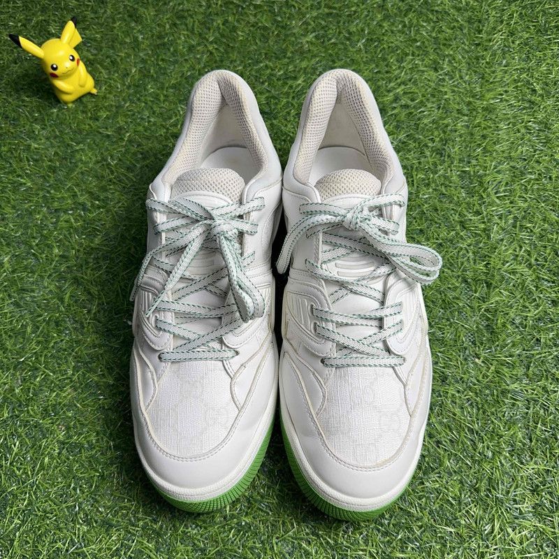 Gucci Gucci Low-Top Lace-Up Sneakers in White Green 0079 Size US 8 / EU 41 - 2 Thumbnail