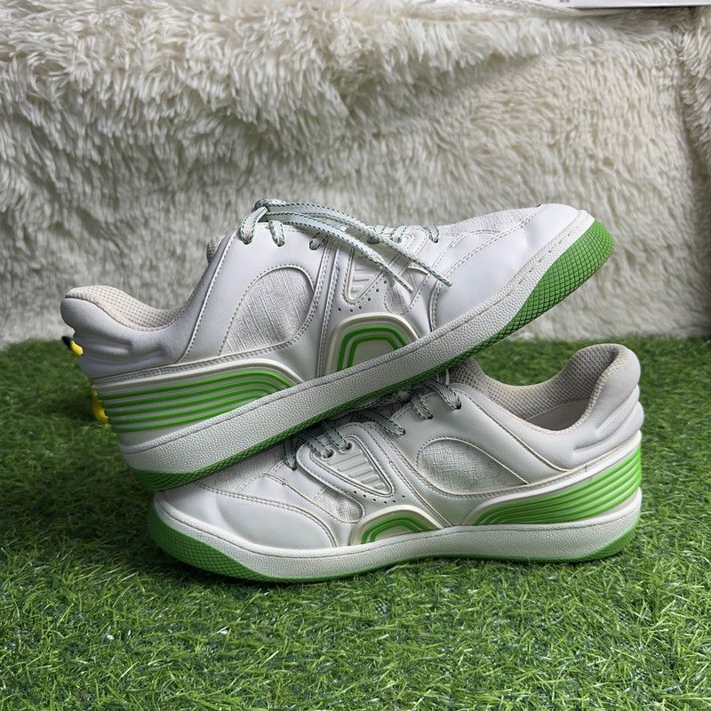 Gucci Gucci Low-Top Lace-Up Sneakers in White Green 0079 Size US 8 / EU 41 - 9 Thumbnail