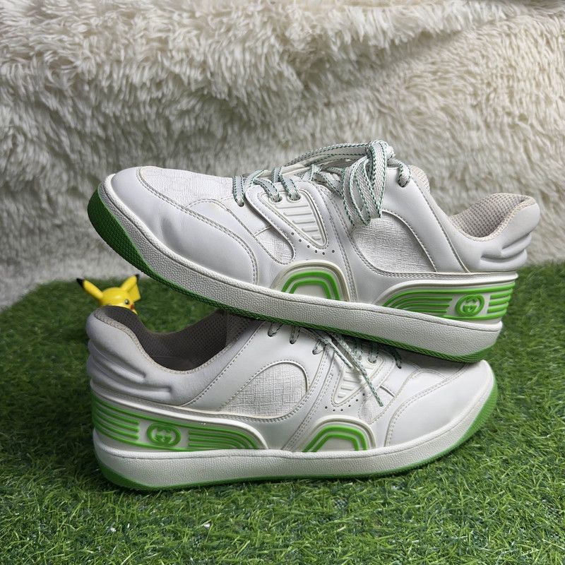 Gucci Gucci Low-Top Lace-Up Sneakers in White Green 0079 Size US 8 / EU 41 - 8 Thumbnail