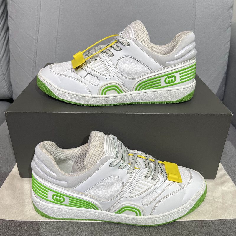 Gucci Gucci Low-Top Fashion Sneakers in White and Green 0079 Size US 6.5 / EU 39-40 - 6 Thumbnail