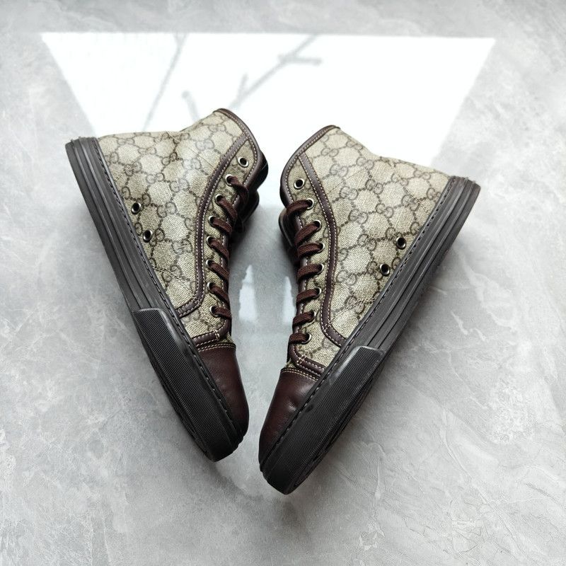 Gucci Gucci High Top Lace-Up Sneakers in Brown 0079 Size US 8 / EU 41 - 11 Thumbnail