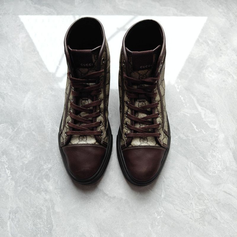 Gucci Gucci High Top Lace-Up Sneakers in Brown 0079 Size US 8 / EU 41 - 2 Thumbnail