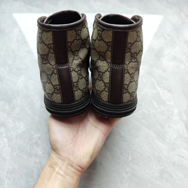 Gucci Gucci High Top Lace-Up Sneakers in Brown 0079 Size US 8 / EU 41 - 3 Thumbnail