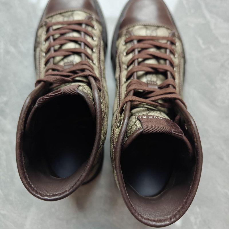 Gucci Gucci High Top Lace-Up Sneakers in Brown 0079 Size US 8 / EU 41 - 7 Thumbnail