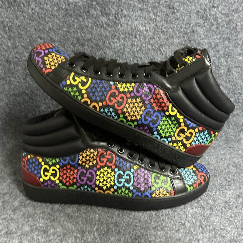 Gucci Gucci Ace Psychedelic High-Top Sneakers 0079 Size US 8.5 / EU 41-42 - 8 Thumbnail