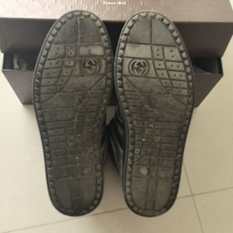 Gucci Gucci Fashion High-Top Sneakers in Silver and Black 0079 Size US 8 / EU 41 - 4 Thumbnail