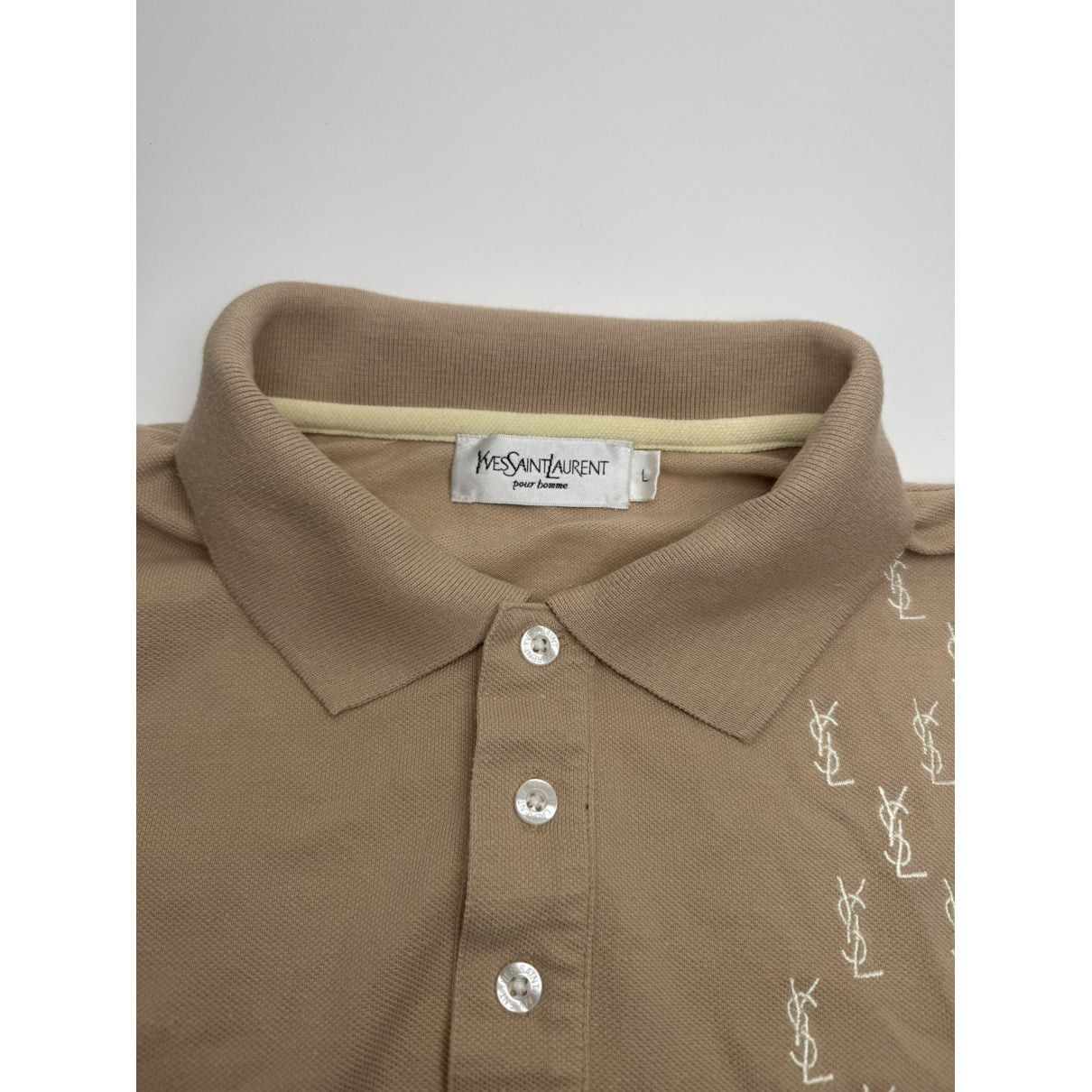 Yves Saint Laurent Grey Cotton Polo Shirt Size L / US 10 / IT 46 - 3 Thumbnail