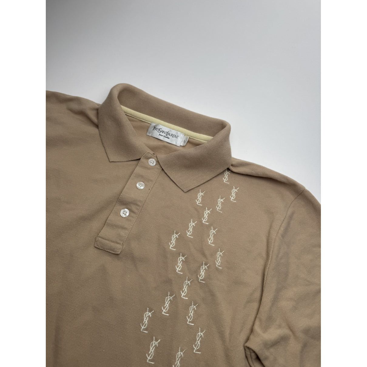 Yves Saint Laurent Grey Cotton Polo Shirt Size L / US 10 / IT 46 - 2 Thumbnail