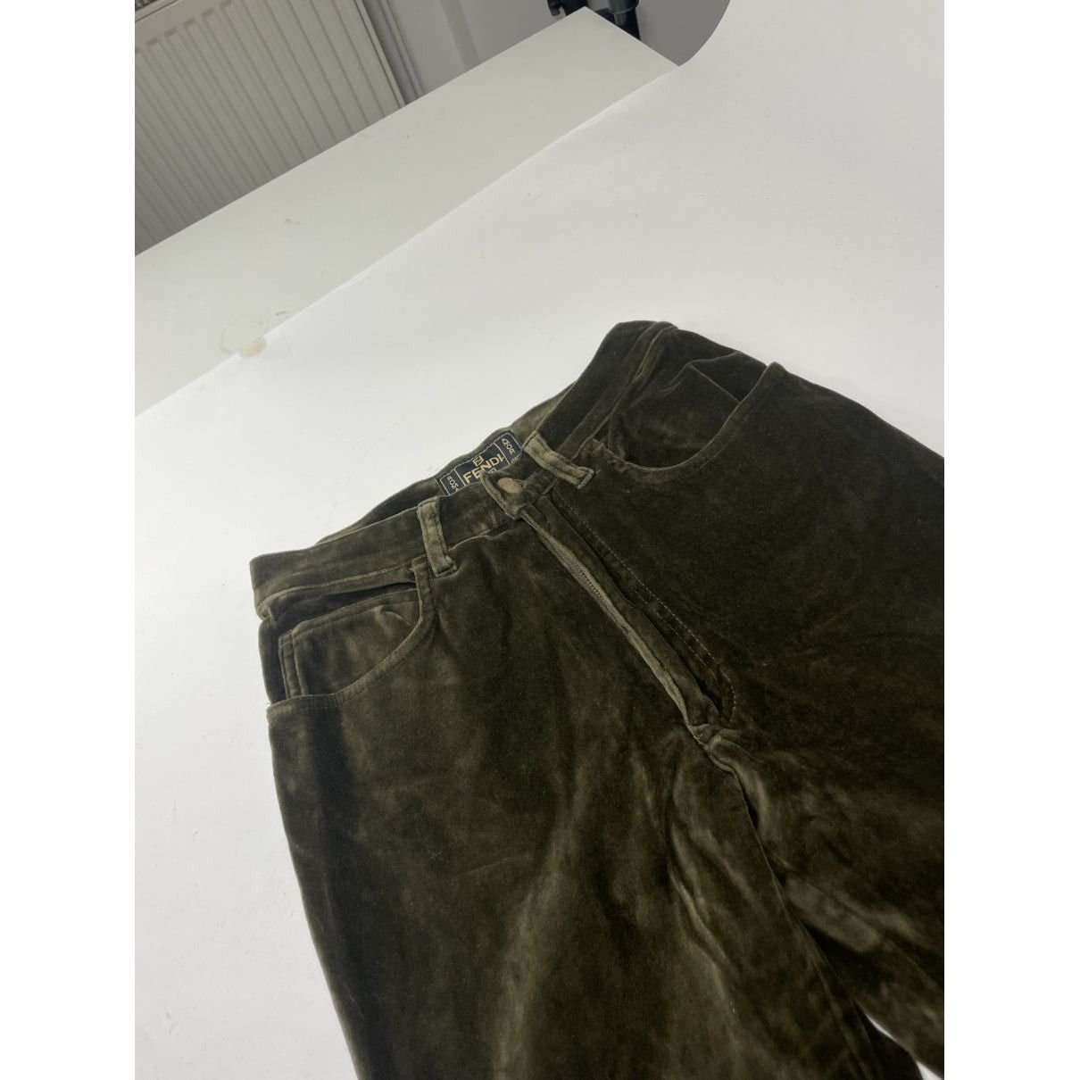 Fendi Khaki Suede Trouser Size 27" / US 4 / IT 40 - 2 Thumbnail