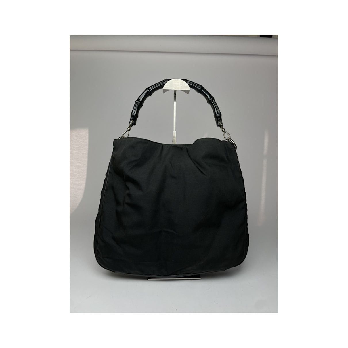 Gucci Bamboo Convertible Satchel Black Polyester Handbag Size ONE SIZE - 2 Thumbnail