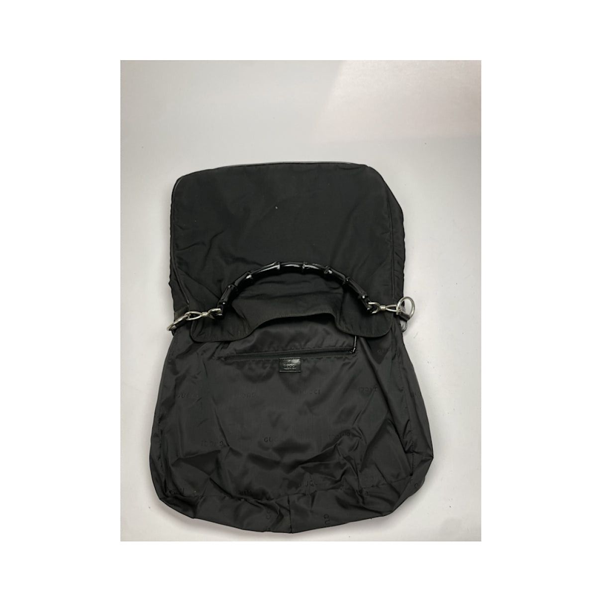 Gucci Bamboo Convertible Satchel Black Polyester Handbag Size ONE SIZE - 3 Thumbnail