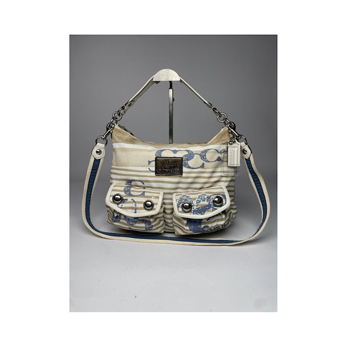 Coach Signature Sufflette White Cotton Handbag Size ONE SIZE - 5 Thumbnail