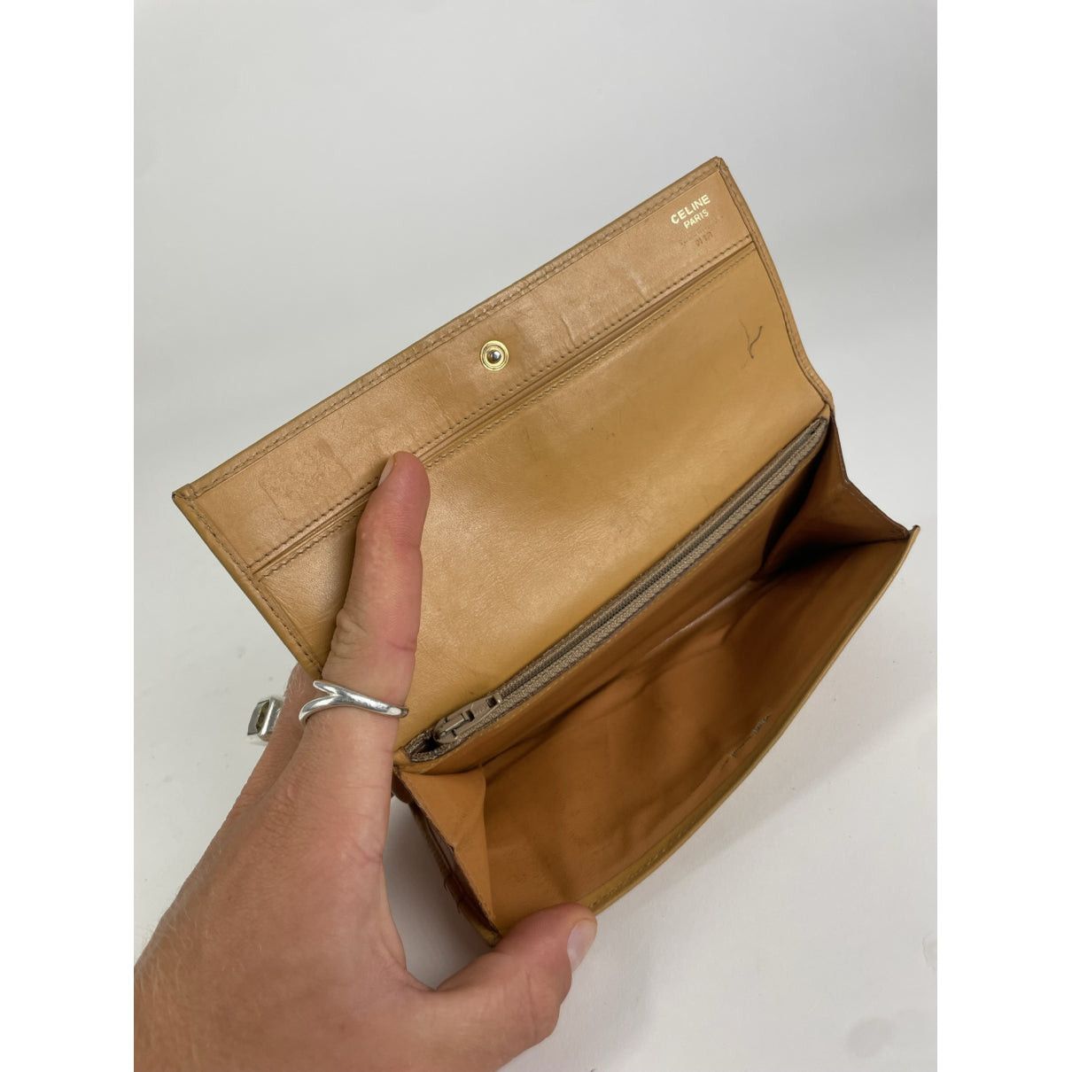 Celine Triomphe Vintage Beige Leather Wallet Size ONE SIZE - 5 Thumbnail