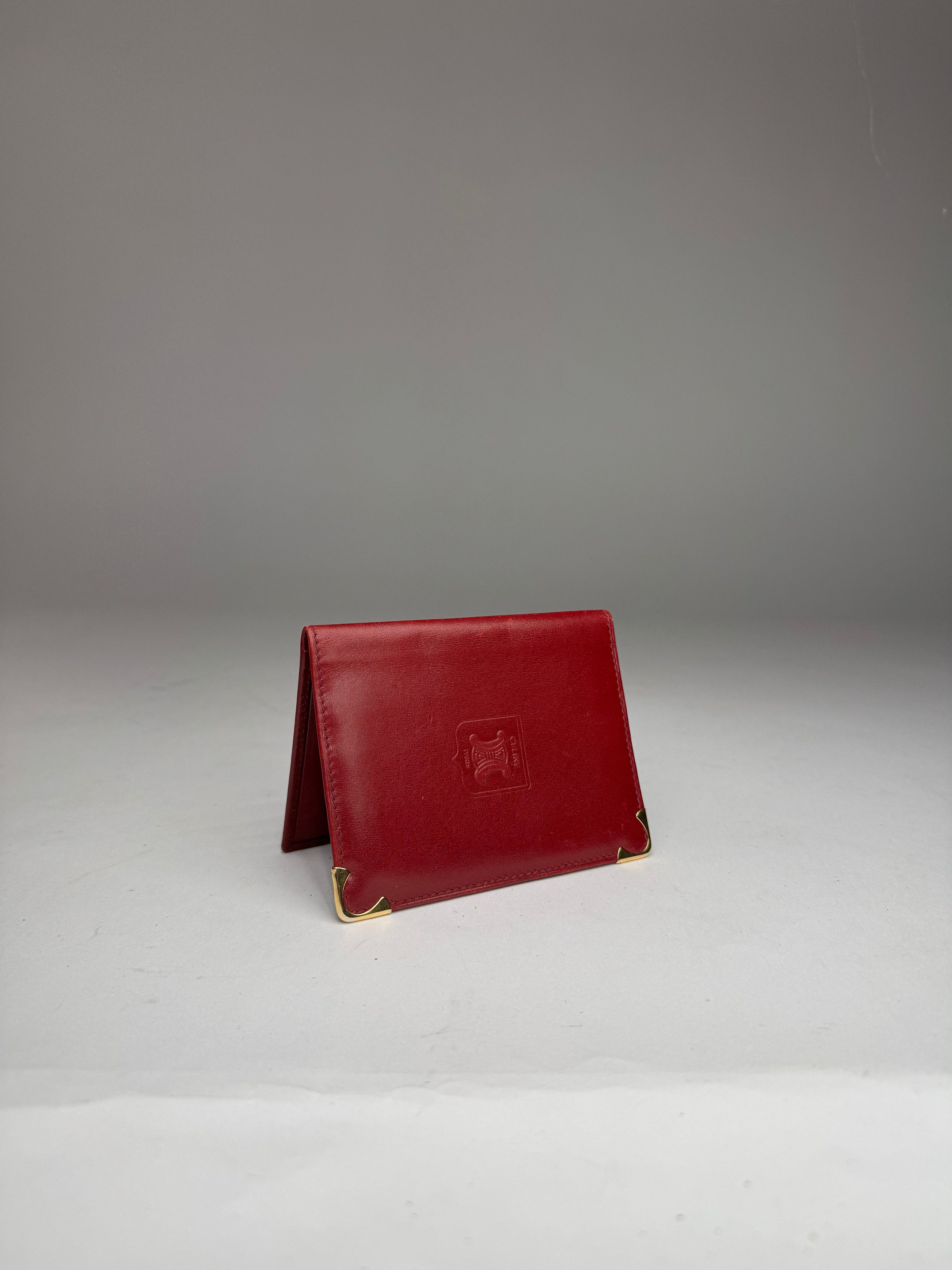 Celine Vintage Paris Leather Card Holder Dark Red Size ONE SIZE - 10 Thumbnail