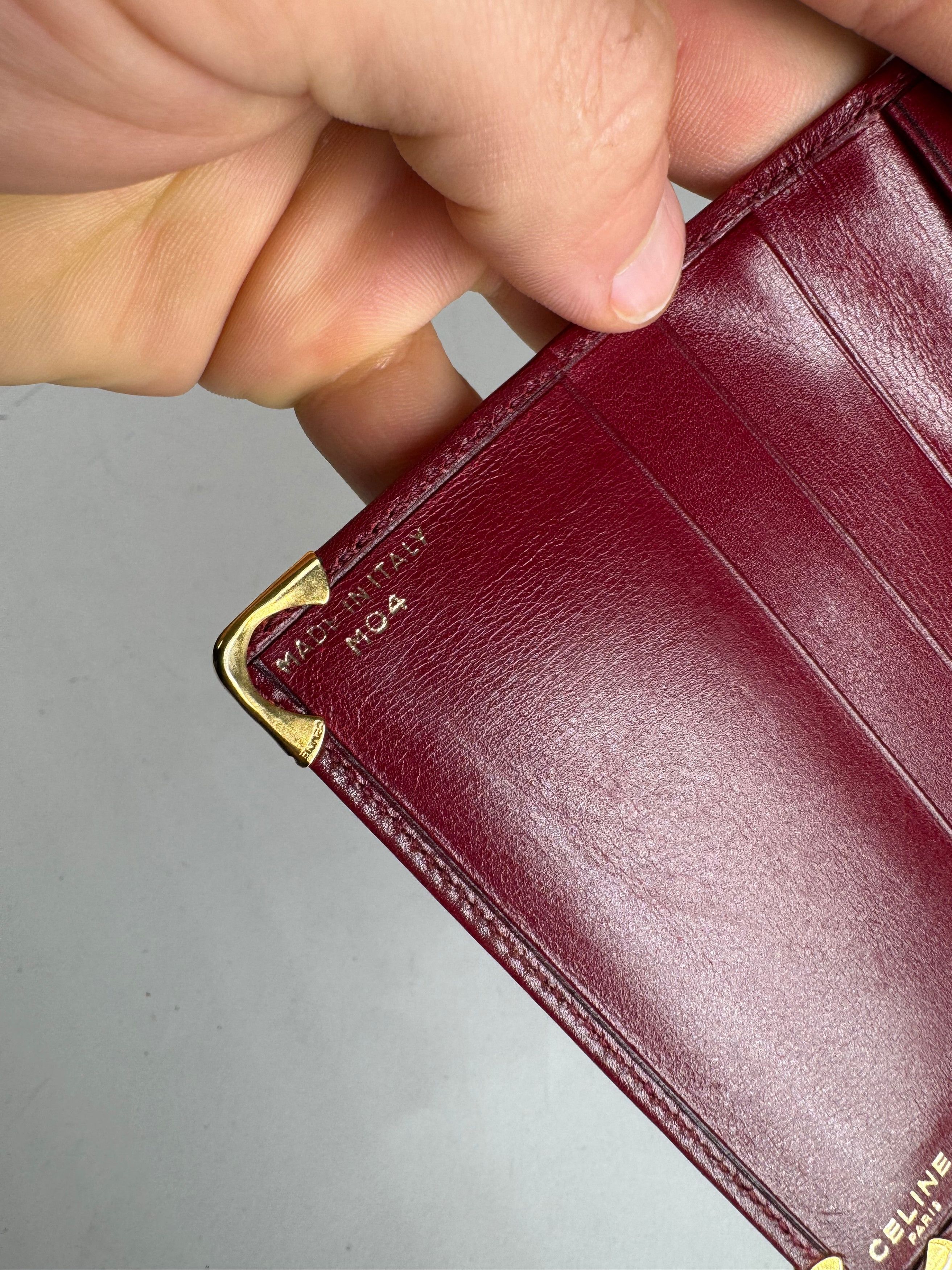 Celine Vintage Paris Leather Card Holder Dark Red Size ONE SIZE - 6 Thumbnail