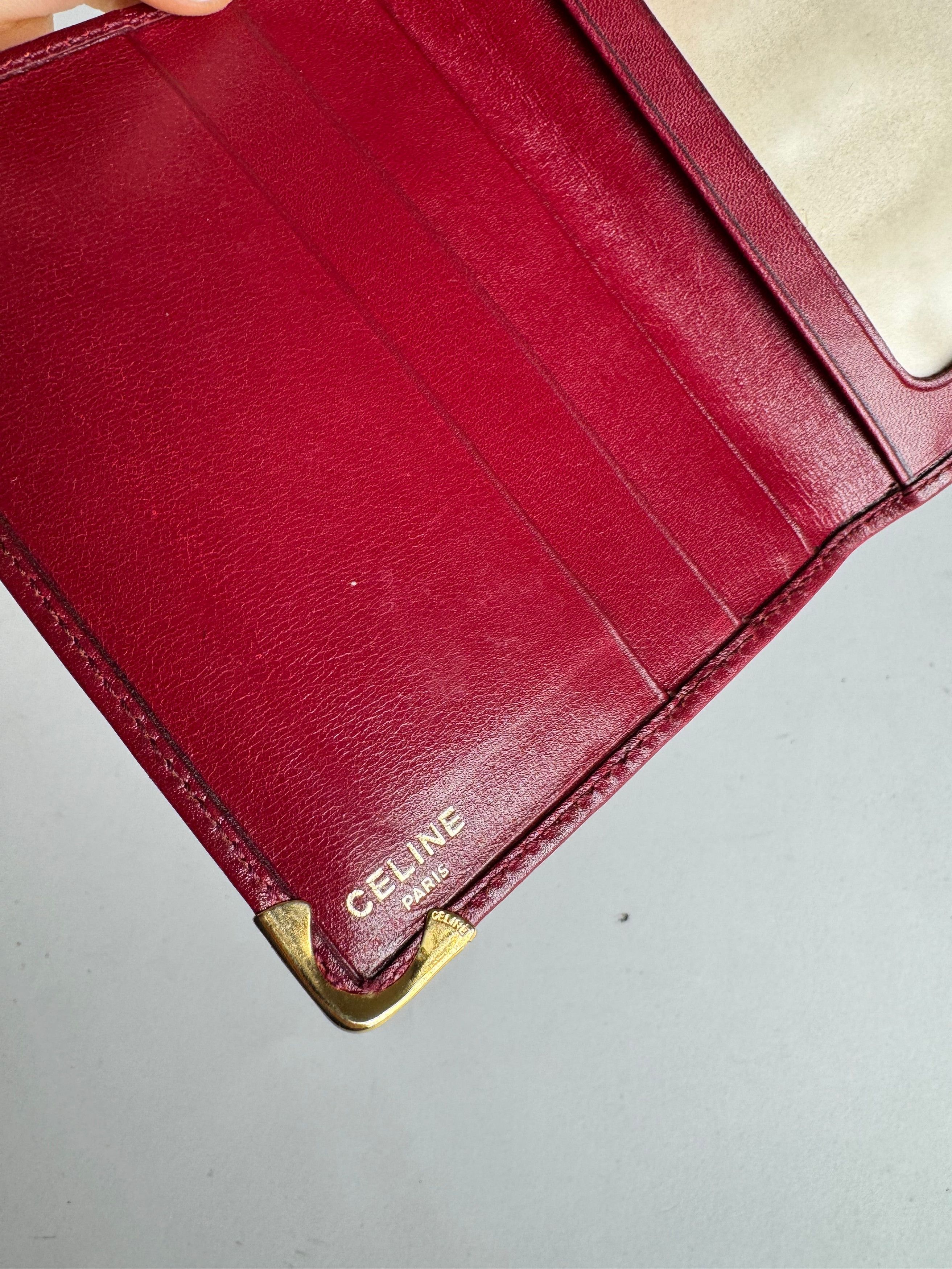 Celine Vintage Paris Leather Card Holder Dark Red Size ONE SIZE - 5 Thumbnail