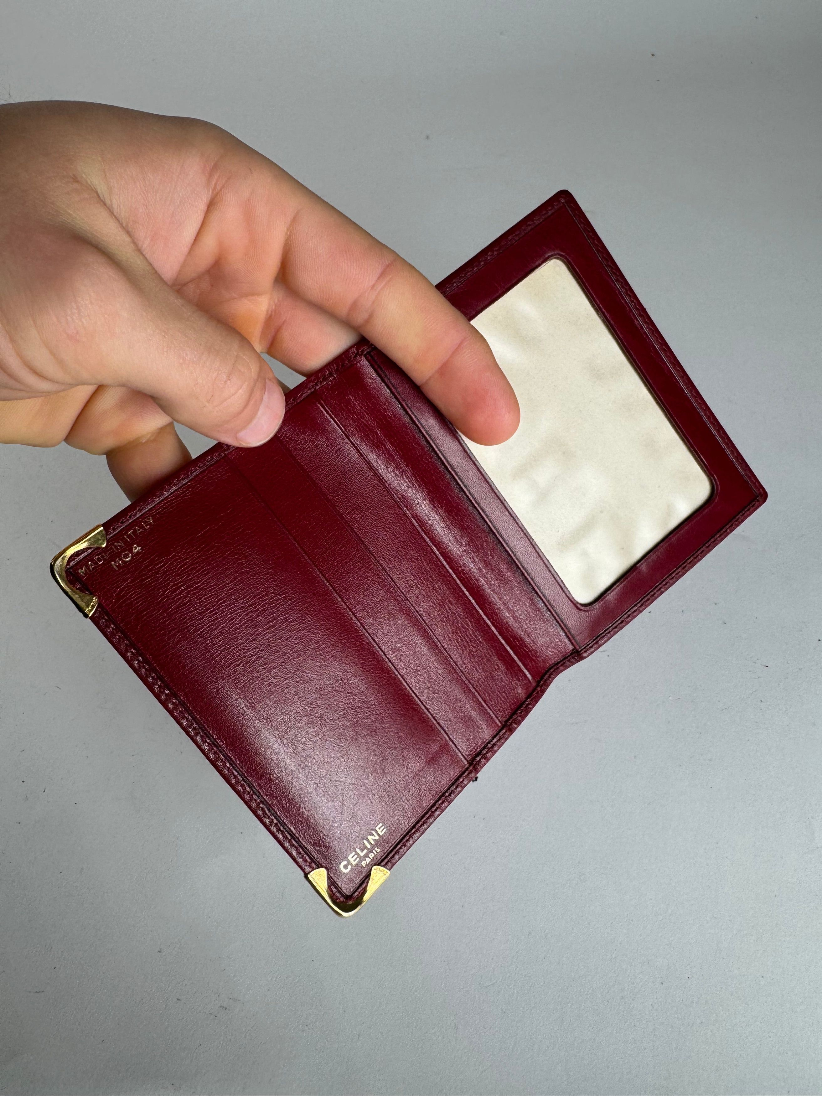 Celine Vintage Paris Leather Card Holder Dark Red Size ONE SIZE - 4 Thumbnail