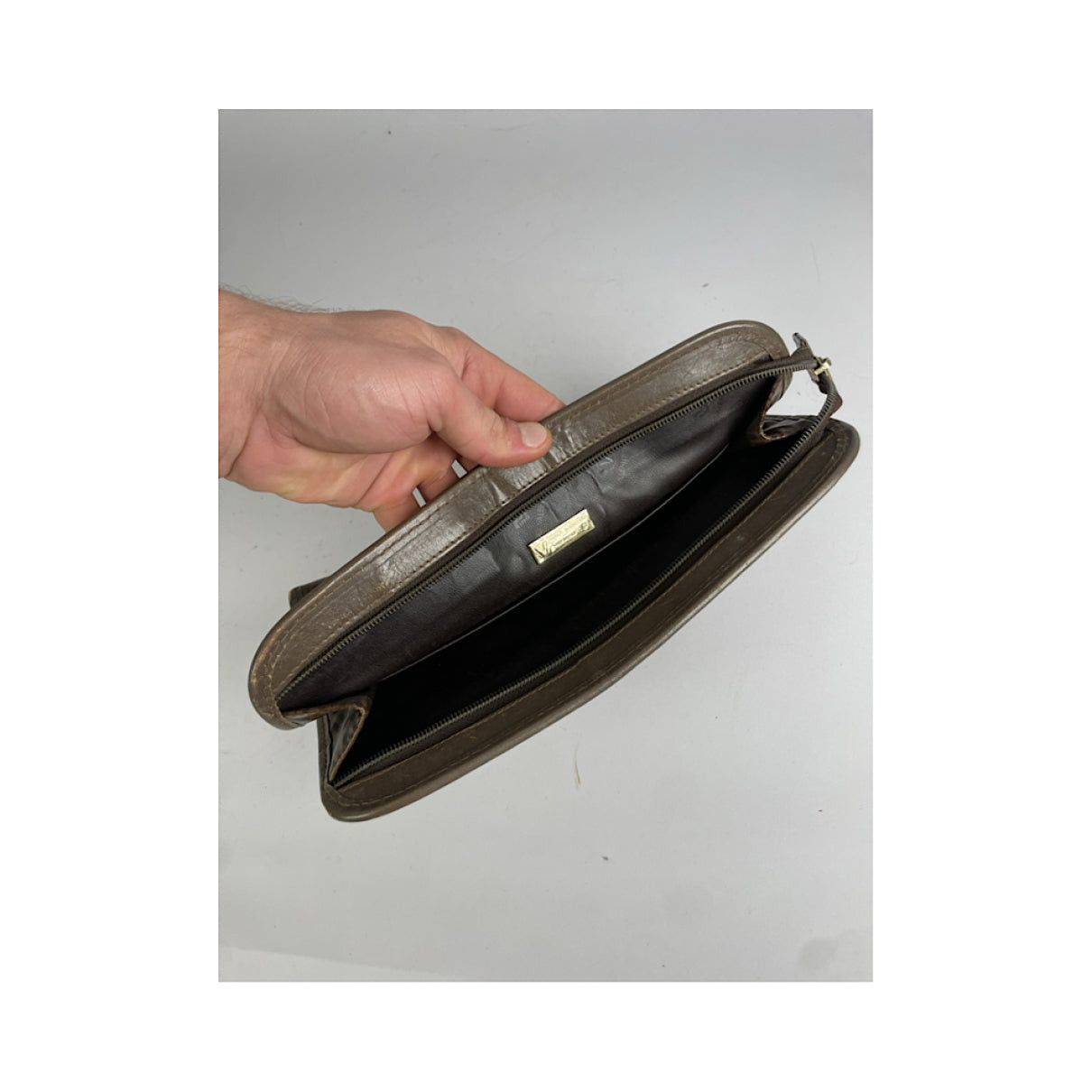Mario Valentino Brown Leather Clutch Bag Size ONE SIZE - 2 Thumbnail
