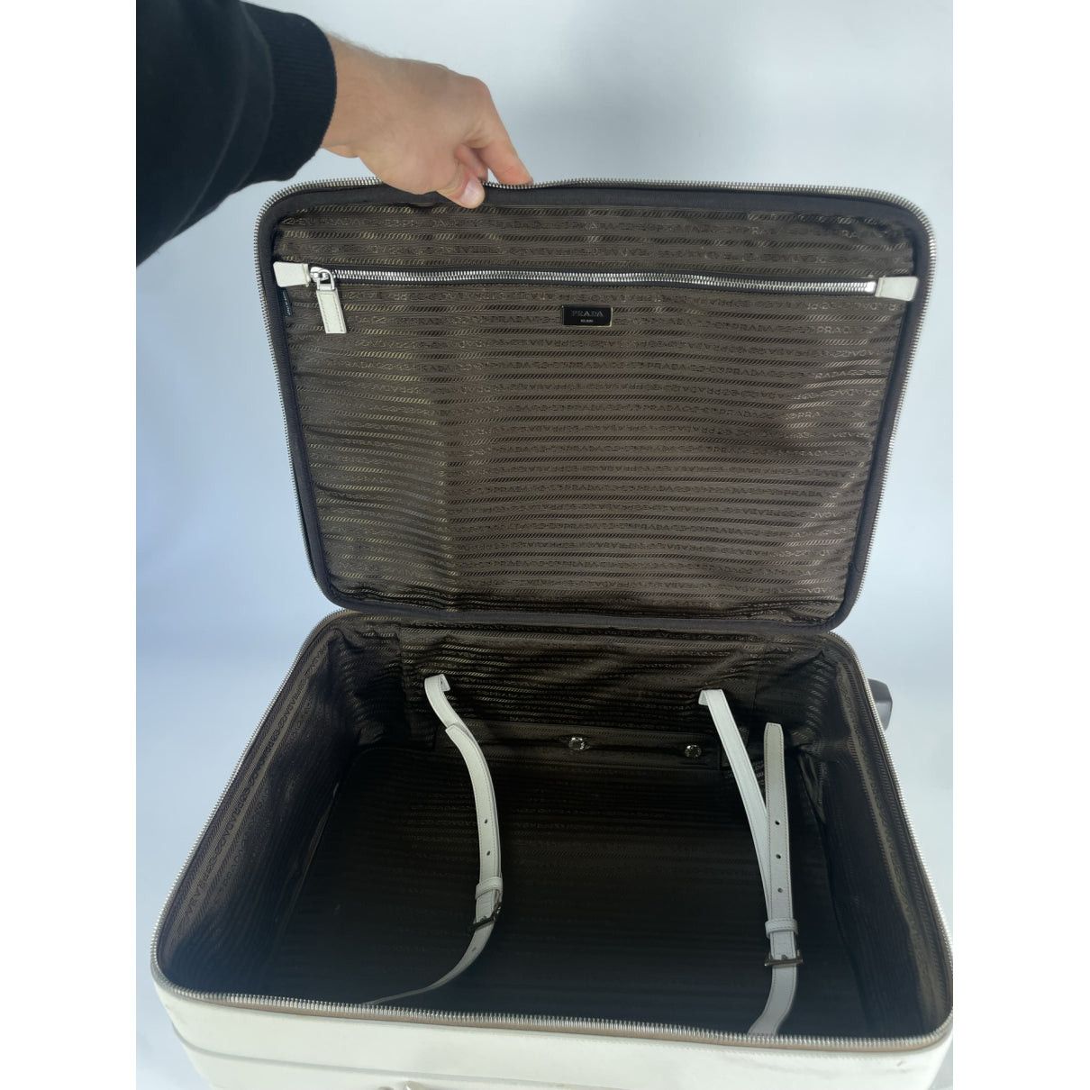Prada White Leather Travel Bag Size ONE SIZE - 2 Thumbnail