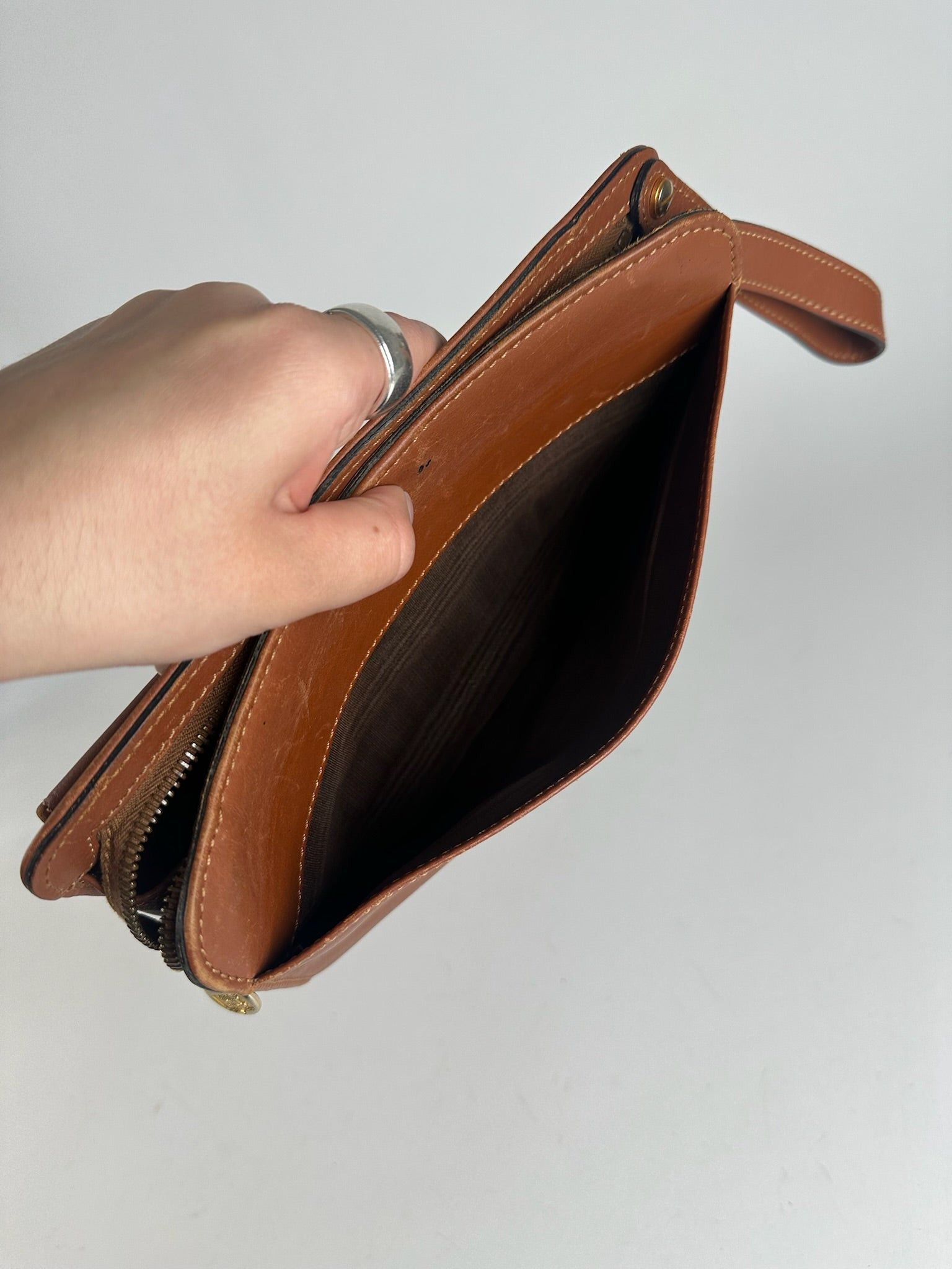 Celine Vintage Paris leather clutch brown Size ONE SIZE - 7 Thumbnail