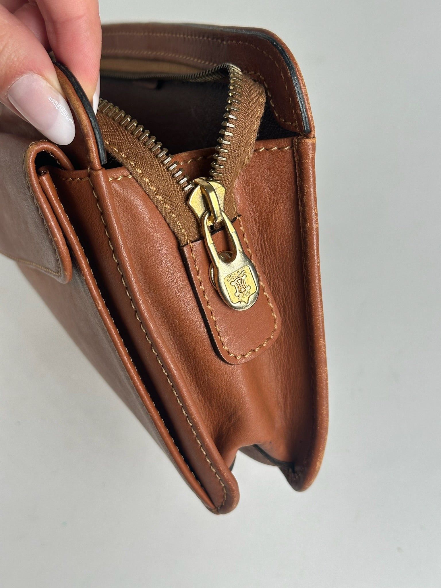 Celine Vintage Paris leather clutch brown Size ONE SIZE - 5 Thumbnail
