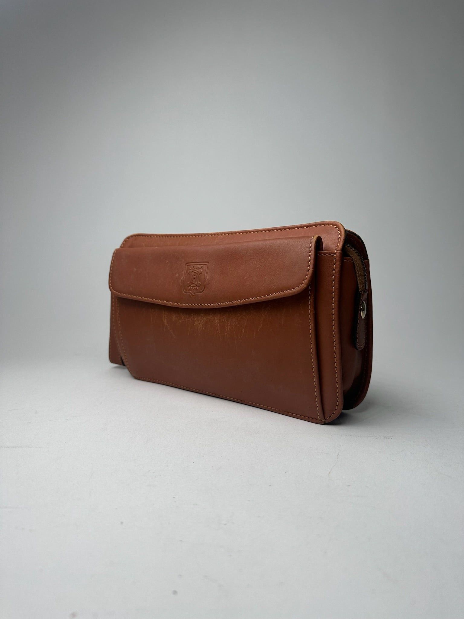 Celine Vintage Paris leather clutch brown Size ONE SIZE - 3 Thumbnail
