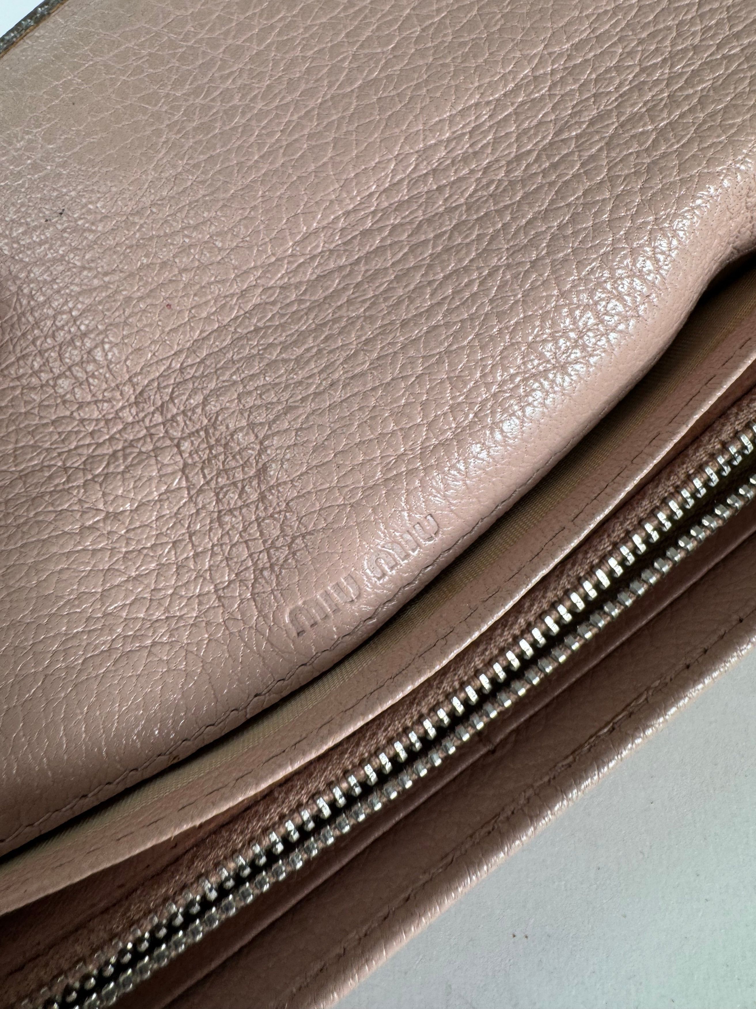 Miu Miu Vintage Leather Wallet Beige Silver Size ONE SIZE - 5 Thumbnail