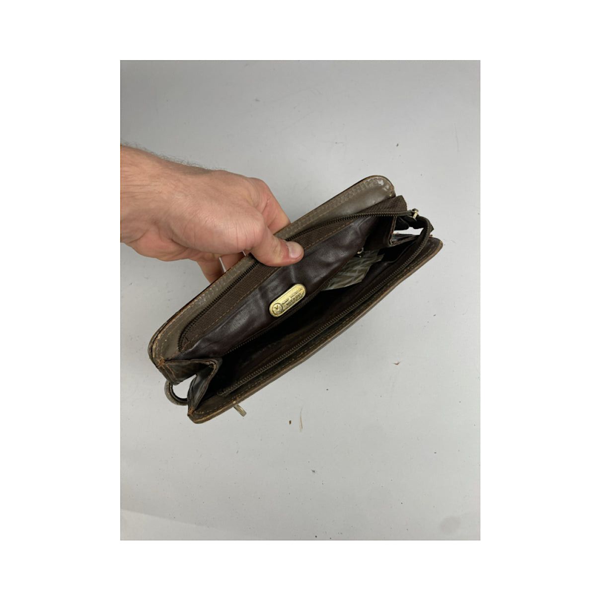 Mario Valentino Brown Leather Clutch Bag Size ONE SIZE - 2 Thumbnail