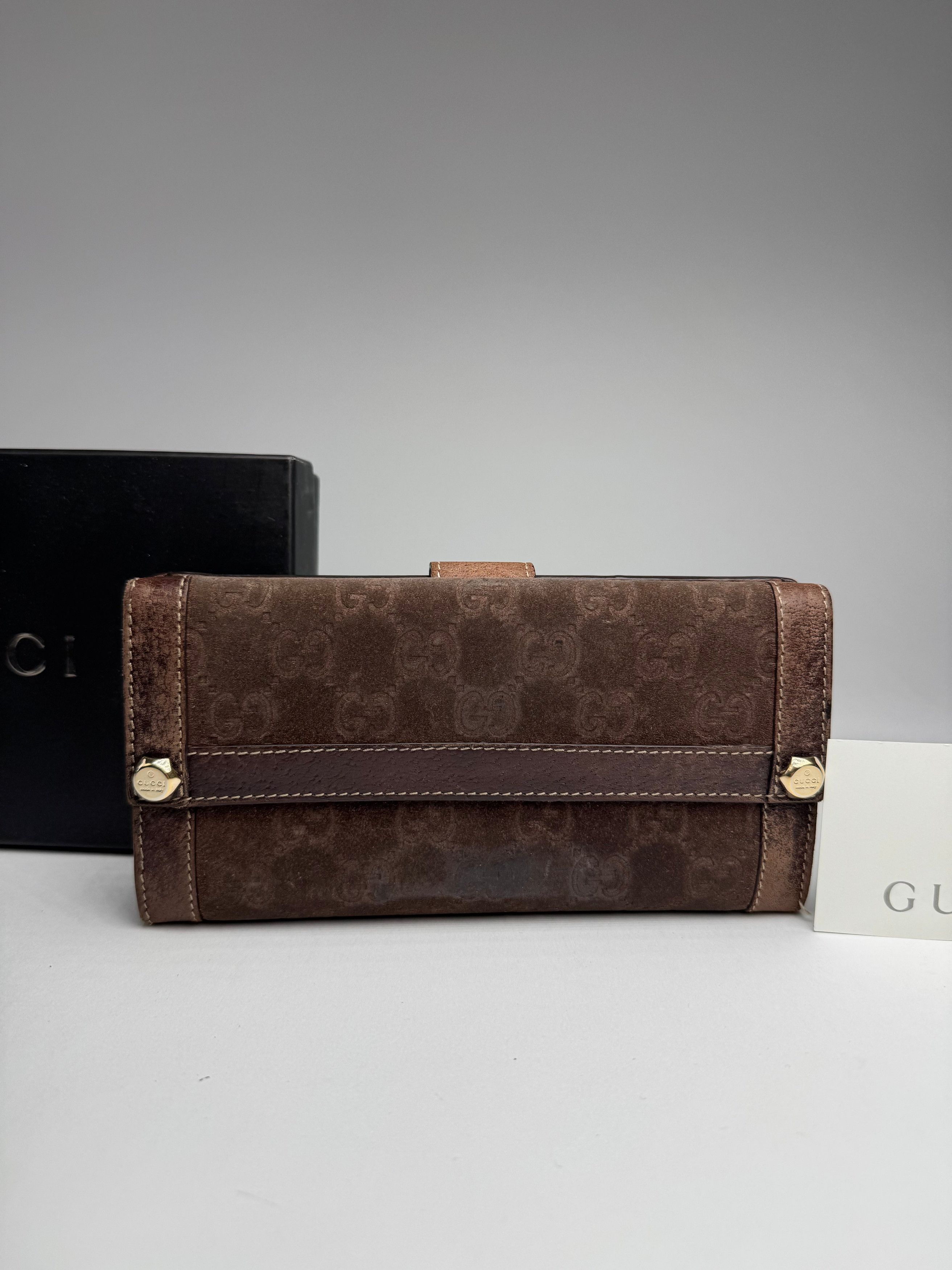 Gucci Vintage Suede leather monogram wallet Size ONE SIZE - 13 Thumbnail