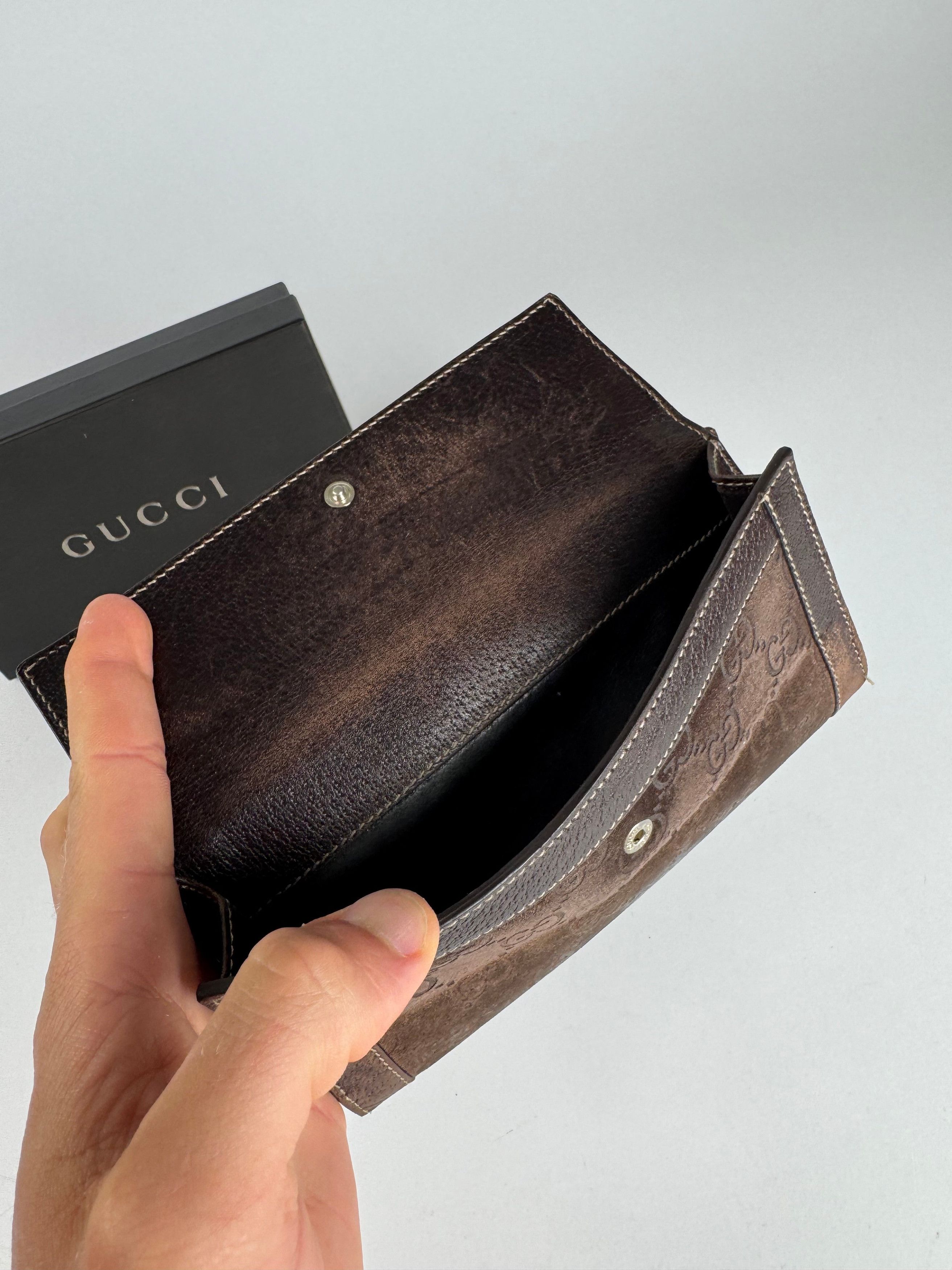 Gucci Vintage Suede leather monogram wallet Size ONE SIZE - 7 Thumbnail