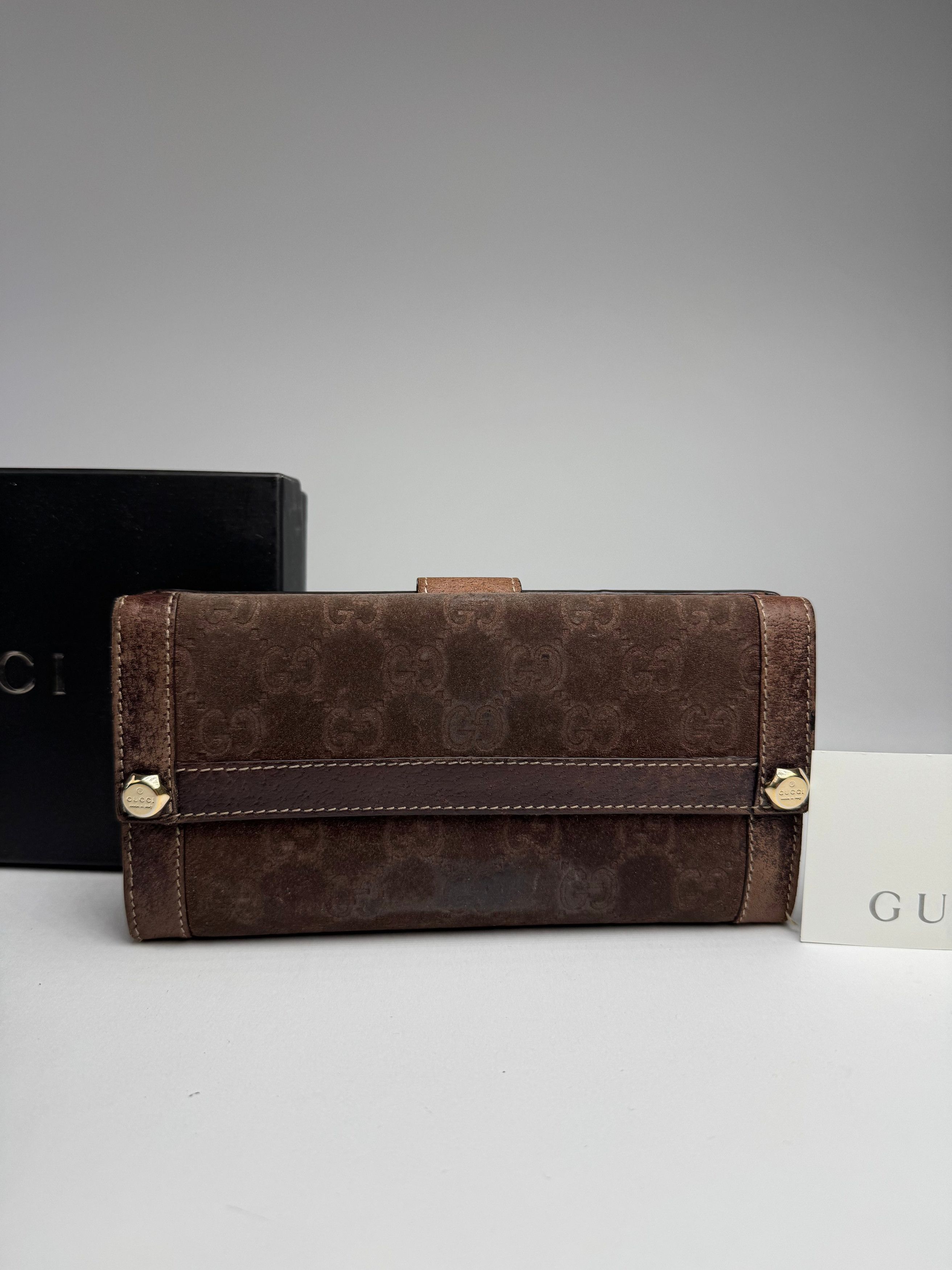Gucci Vintage Suede leather monogram wallet Size ONE SIZE - 12 Thumbnail