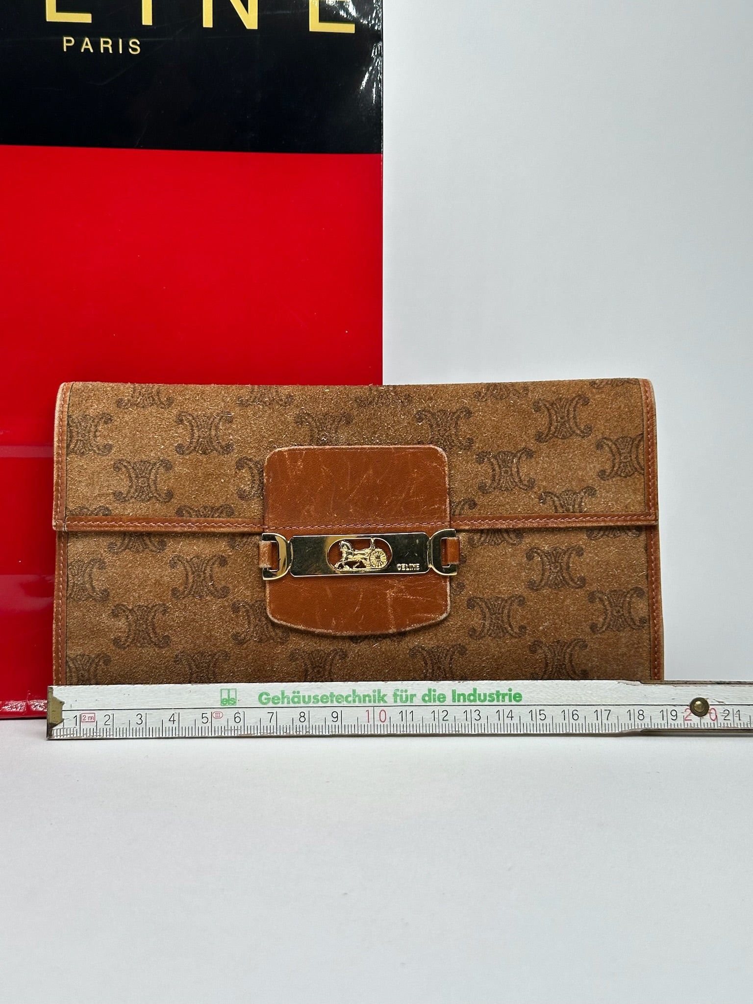Celine Vintage Paris Suede Leather Monogram wallet brown Size ONE SIZE - 9 Thumbnail