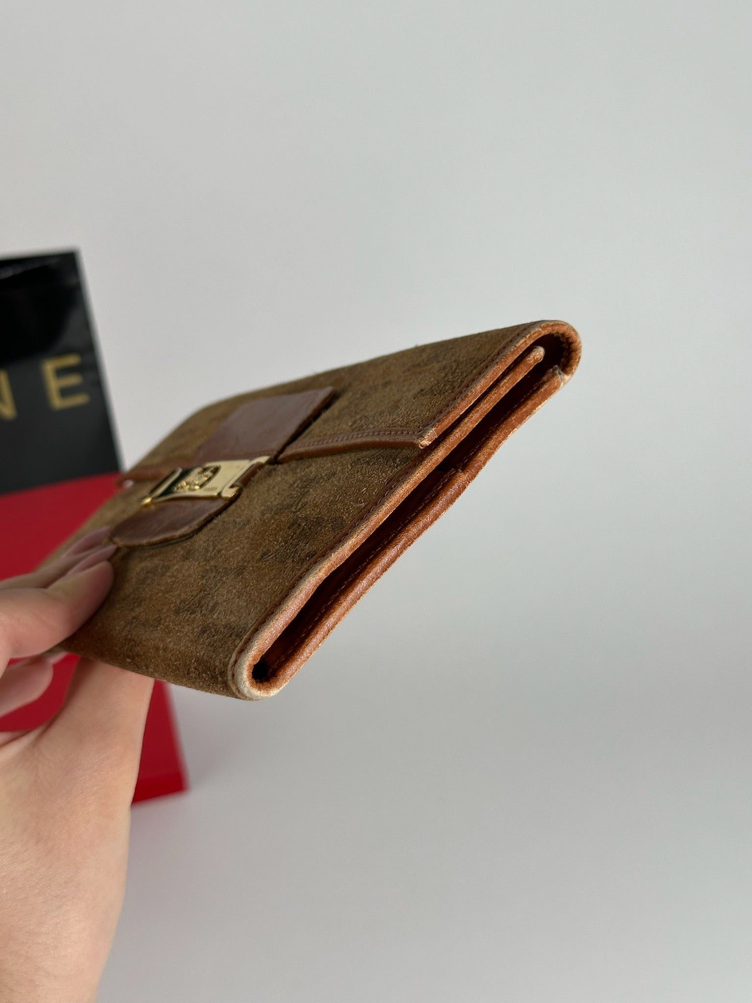 Celine Vintage Paris Suede Leather Monogram wallet brown Size ONE SIZE - 10 Thumbnail