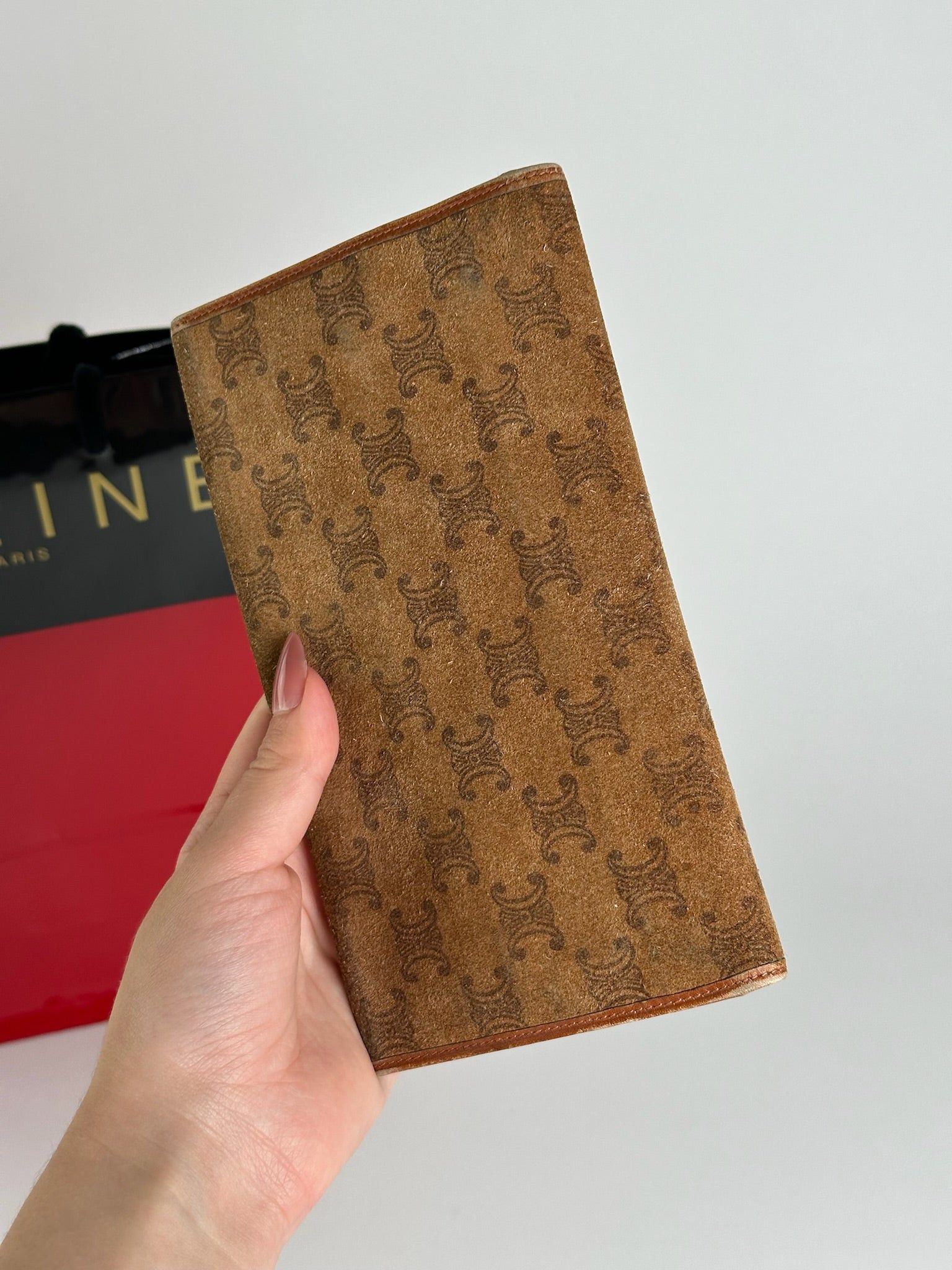 Celine Vintage Paris Suede Leather Monogram wallet brown Size ONE SIZE - 12 Thumbnail