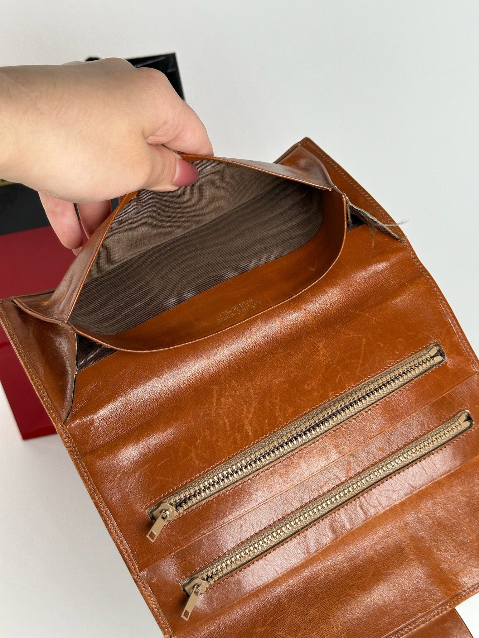 Celine Vintage Paris Suede Leather Monogram wallet brown Size ONE SIZE - 7 Thumbnail