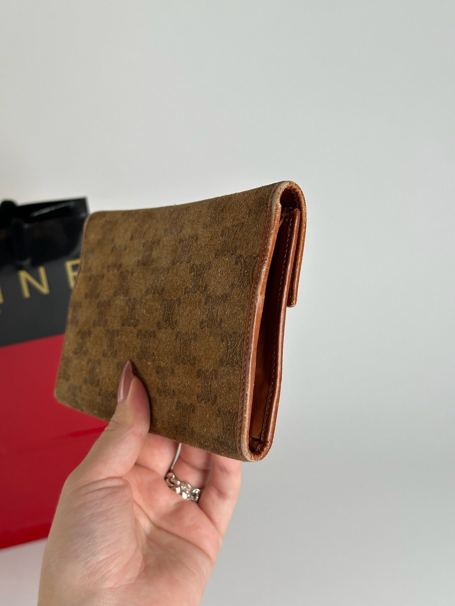 Celine Vintage Paris Suede Leather Monogram wallet brown Size ONE SIZE - 11 Thumbnail