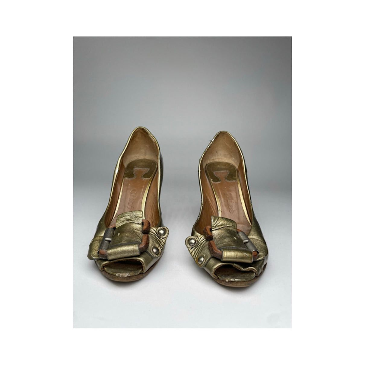 Chloe Chloé Marcie Gold Leather Heel Size US 5 / IT 35 - 4 Thumbnail