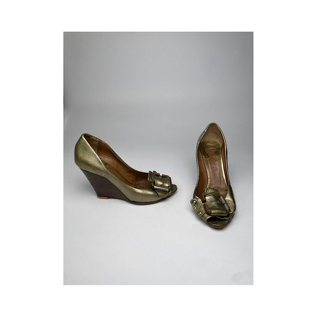 Chloe Chloé Marcie Gold Leather Heel Size US 5 / IT 35 - 2 Thumbnail