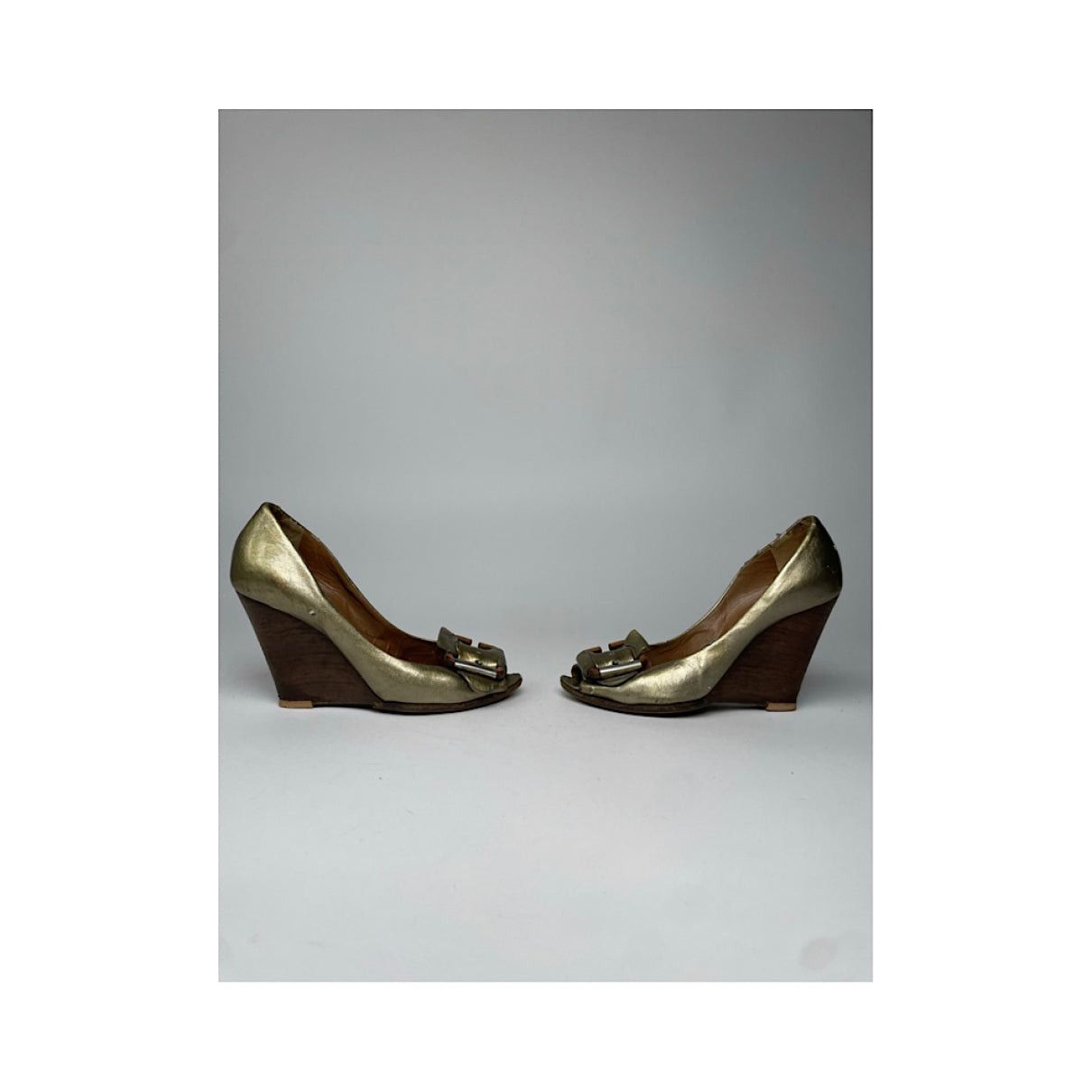 Chloe Chloé Marcie Gold Leather Heel Size US 5 / IT 35 - 3 Thumbnail